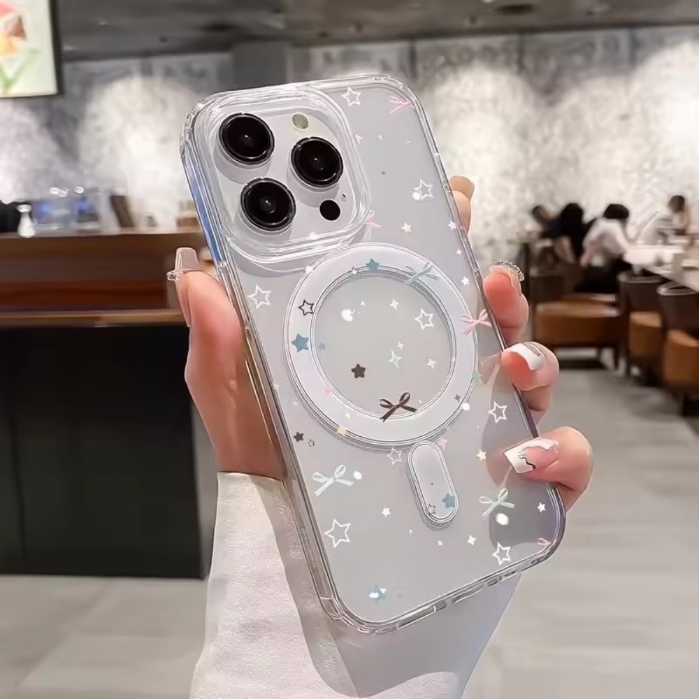 Clear Shockproof Bumper Case - Yıldız Baskılı Şeffaf Telefon Kılıfı iPhone