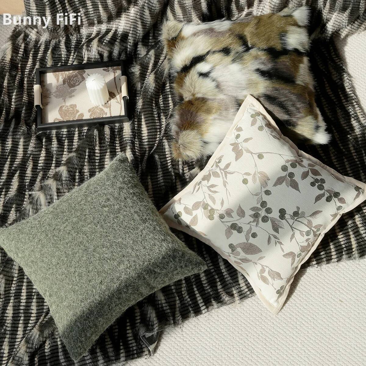 Vintage Floral Pattern Soft Case - Euro Lüks Çiçek Desenli Minder Kılıfları