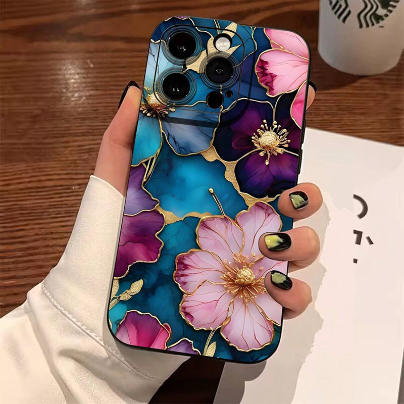 Vintage Floral Pattern Soft Case - Vintage Çiçek Desenli Yumuşak TPU Telefon